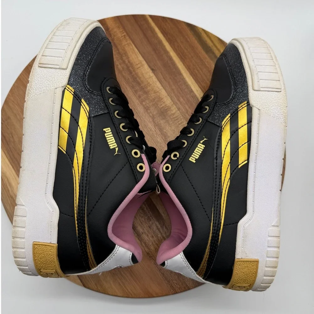 Puma Women's Size 6 1/2 C Cali Star Glitter Gold Pink Platform Sneakers 0607
